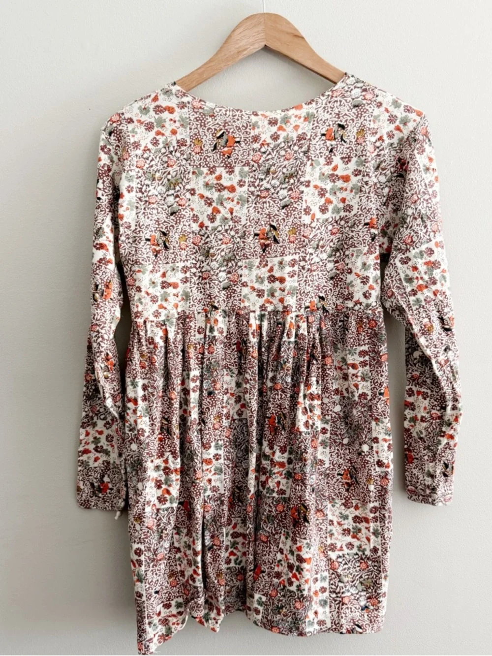 Vintage 90s Patchwork Floral Babydoll Dress Small